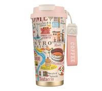 UVBDF Tazza da caffè Illus con mappa di Roma e punti di riferimento, in acciaio inossidabile, con coperchio a perdite, tazza termica per caffè freddo, birre calde