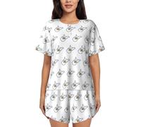 UVBDF West Virginia State Flag Map Summer Women Pigiama Set 2 Pezzi Manica Corta Loungewear Morbido Leggero Pigiama Con Tasche Per Il Lounge Quotidiano, Nero , XXL
