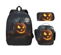 UVBDF Zainetto a forma di zucca di Halloween, con portapranzo, per avventure nel fine settimana, Nero , Taglia unica, Organizer per borse
