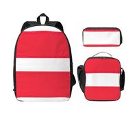 UVBDF Zaino con bandiera austriaca, borsa per libri con portapranzo, astuccio per matite per avventure nel fine settimana, Nero , Taglia unica, Organizer per borse