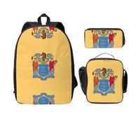 UVBDF Zaino con bandiera del New Jersey, borsa per libri con portapranzo, borsa per matite per avventure nel fine settimana, Nero , Taglia unica, Organizer per borse