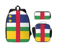 UVBDF Zaino con bandiera dell'Africa centrale, borsa per libri con portapranzo, astuccio per matite per avventure nel fine settimana, Nero , Taglia unica, Organizer per borse