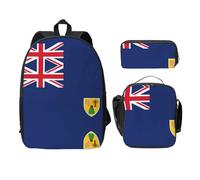 UVBDF Zaino con bandiera delle isole Turks e Caicos, con portapranzo, per avventure nel fine settimana, Nero , Taglia unica, Organizer per borse