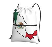 UVBDF Zaino leggero con stampa della mappa della bandiera del Messico, con cerniera con coulisse, scomparto regolabile per escursioni in spiaggia, Nero , One Size, Zaino daypack