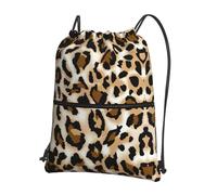 UVBDF Zaino leggero con stampa leopardata con cerniera con coulisse, scomparto regolabile per escursioni in spiaggia, Nero , One Size, Zaino daypack