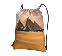 UVBDF Zaino leggero con stampa piramidi d'Egitto con cerniera con coulisse, scomparto regolabile per escursioni in spiaggia, Nero , One Size, Zaino daypack