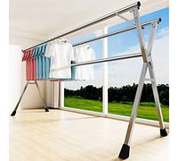 UVCMDUI Stendi Panni Allungabile, Stendino Verticale Salvaspazio Pieghevole, Stendino per Lenzuola Matrimoniali, Stendi Biancheria con Piedini Antiscivolo, Tubo in Acciaio Inox Diametro 2,5 cm,240cm