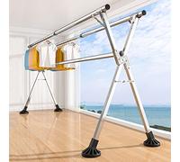 UVCMDUI Stendino Acciaio Inox, Stendi Panni Pieghevole Salvaspazio, Stendibiancheria Estensibile con Piedini Antiscivolo, Stendino Alto per Lenzuola per Casa Cucina Balcone,2.4m