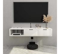 Uvency Mueble De Tv Mesa Flotante,Mueble Tv Colgante Apartamento Pequeño con 2 Cajones,Unidad Entretenimiento Montaje En Pared Para Enrutador Caja Cable/Grigio / 100Cm/White/100Cm