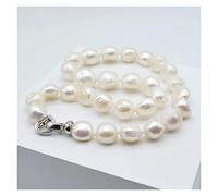 UVERLY Grande Collana di Perle barocche Perle Naturali Bianche Forma Irregolare Diametro 12-13 mm Collana Corta Collana da Donna con Amore a Cuore (Size : 42cm, Color : White)