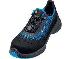 Uvex 1 G2 scarpe basse forate, antinfortunistiche con cappuccio in plastica, traspiranti, scarpe da lavoro S1 SRC, unisex, nero/blu, taglia 44