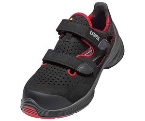 Uvex 68364 - Sandali di sicurezza S1 P SRC ESD - Rosso/Nero - Larghi 14 - Extra Large, rosso/nero, 50 EU Weit