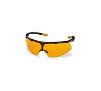Uvex 9178-855 Safety Glasses super fit light reactive. frame with Laser gold lite scratch resistant Lenses, Black/Orange