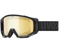 Uvex Athletic CV, Occhiali da Sole Unisex, con Contrasto, Privo di Appannamenti, Nero Opaco e Specchio Oro, Taglia Unica