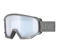 Uvex athletic FM, occhiali da sci unisex, campo visivo ampliato, privo di appannamenti, ventilazione della montatura senza spifferi, rhino matt/silver-blue, one size
