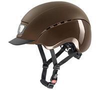 uvex elexxion pro, casco da equitazione robusto unisex, regolazione individuale delle dimensioni, ventilazione ottimale, brown matt-brown shiny , 57-59 cm
