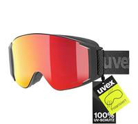 uvex g.gl 3000 TOP, occhiali da sci unisex, polarizzato, con lente intercambiabile, black matt/red-clear, one size