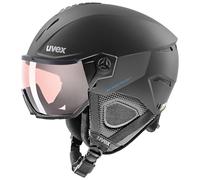 uvex Instinct Visor Pro V Casco da sci per adulti, uomini e donne, unisex, con visiera variomatica, auto-colorante, nero opaco 56-58
