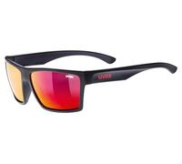 uvex LGL 29, occhiali da sole unisex, specchiato, indice di filtrazione 3, black matt/red, one size