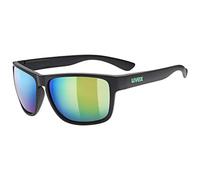 Uvex LGL 36 CV, occhiali da sole unisex, con miglioramento del contrasto e specchiati, indice di filtrazione 3, black matt/green, one size