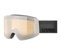 Uvex provoqe FM - maschera da sci per adulti - categoria di filtro 2 - privo di appannamenti - black matt dl/silver-cle - one size