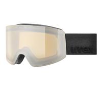 Uvex provoqe FM - maschera da sci per adulti - categoria di filtro 2 - privo di appannamenti - black matt dl/silver-cle - one size