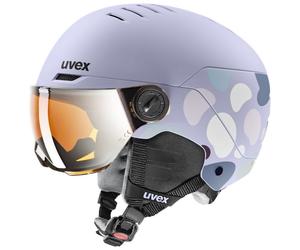 Uvex Rock JR Visor, casco da sci con visiera, junior, viola 54-58cm Cool Lavender Abstract Matt