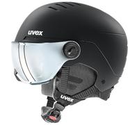 uvex Rocket jr Visor - Casco da sci per ragazzi e ragazze - Regolazione individuale - Ventilazione ottimizzata - Nero argento opaco - 58 - 62 cm