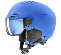 uvex rocket jr visor, casco da sci robusto per bambini, con visiera, regolazione individuale delle dimensioni, blue matt, 51-55 cm