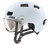 uvex rush visor, casco da città leggero unisex, con visiera, con luce a LED integrata, cloud matt, 58-61 cm
