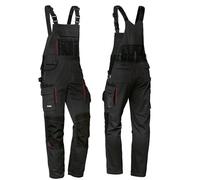 Uvex Salopette Cargo Tune-up per il Lavoro - Pantaloni da Uomo - Leggeri e Traspiranti, nero/rosso, 48