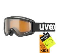 uvex Speedy Pro, Occhiali da Sci per Bambini, con Intensificazione del Contrasto, Campo Visivo Ampliato, Privo di Appannamenti, Black/Lasergold, Taglia Unica