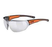 Uvex sportstyle 204, occhiali sportivi unisex, specchiato, comfort senza pressione e tenuta perfetta, black orange/silver, one size
