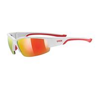 Uvex sportstyle 215, occhiali sportivi unisex, specchiato, comfort senza pressione e tenuta perfetta, white red/red, one size
