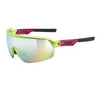 Uvex sportstyle 227, occhiali sportivi unisex, privo di appannamenti, specchiato, yellow red transparent/mirror yellow, one size