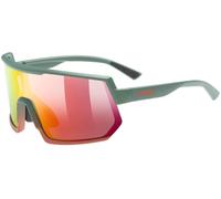 Uvex sportstyle 235, Occhiali Sportivi Unisex, Privo di Appannamenti, Comfort Senza Pressione e Tenuta Perfetta, Moss Grapefruit Matt/Red, One Size