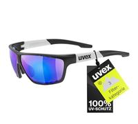Uvex sportstyle 706, occhiali sportivi unisex, specchiato, campo visivo privo di appannamenti, black matt white/blue, one size