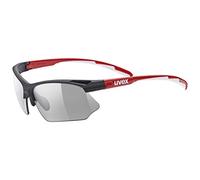 Uvex sportstyle 802 V, occhiali sportivi unisex, fotocromatico, privo di appannamenti, black red/smoke, one size