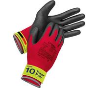 Uvex Unipur 6639, 10 paia di guanti di montaggio per zone asciutte e leggermente umide, leggeri, delicati e resistenti allo sporco, rosso, nero, taglia 08/M