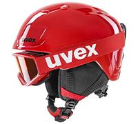 Uvex Unisex-Youth Casco e Occhiali da Sci, Plastic, Red-Black, 46-50 cm