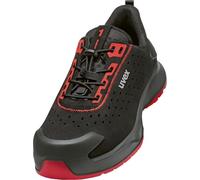 Uvex 1 x Craft S1 PL FO SC SR Scarpe antinfortunistiche particolarmente leggere Scarpe basse forate Sportive Punta di protezione senza metallo Larghezza 11, nero/rosso, 42 EU