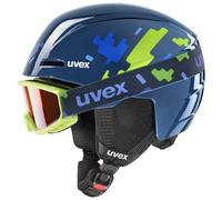 Uvex Viti Set, casco da sci + maschera da sci, junior, blu scuro 51-55cm Blue Puzzle