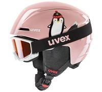 uvex viti set - casco e maschera da sci leggero per bambini - leggero - 100% protezione UVA, B, C - pink penguin - 46-50 cm