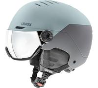 uvex wanted visor, casco da sci robusto unisex, con visiera, regolazione individuale delle dimensioni, glacier, rhino matt, 54-58 cm
