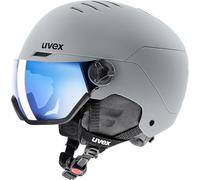 uvex wanted visor, casco da sci robusto unisex, con visiera, regolazione individuale delle dimensioni, rhino matt, 54-58 cm