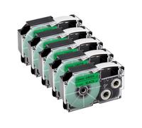 UVQAPXWD 3/5PK 9/12mm XR12WE compatibile con i materiali di consumo per stampanti modelli di stampanti per etichette XR-12WE XR-12YW XR-9WE XR-9YW XR-12X KL-60 KL-60SR KL-100(5PK Black on Green)