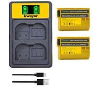 Uwayor EN-EL15C EN-EL15 EL15A EL15B - Confezione da 2 batterie e caricabatterie per Nikon Z5, Z6 II, Z7 II, D7200, D500, D800, D7200, D7000, D750, D7500, D810, D7100, D600, D61000, D61 0 Fotocamera