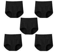 Uwdiohq Abito da Donna in Morbido Cotone A Vita Alta 5 Pezzi Mutande Capodanno Perizoma (Black, L) Contenitive Slip Mestruali Assorbenti Post Parto Incontinenza Mutandine USA E Getta Culotte