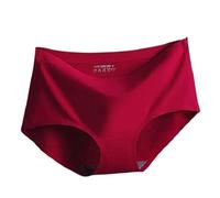 Uwdiohq Biancheria Intima Sexy A Triangolo Vita Media Traspirante Senza Tracce di Ghiaccio Primavera/Estate da Donna Mutande Cotone Gambe Lunghe (Red, L) Slip Ciclo Mestruale Brasiliana