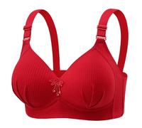 Uwdiohq Brassiere Seamless in Morbida Microfibra The New Large Size Bra Gathered Without Ring Thin Lifting Breast Up Support Middle Mother Back Underwear Ladies (Red, 40) Reggiseno Senza